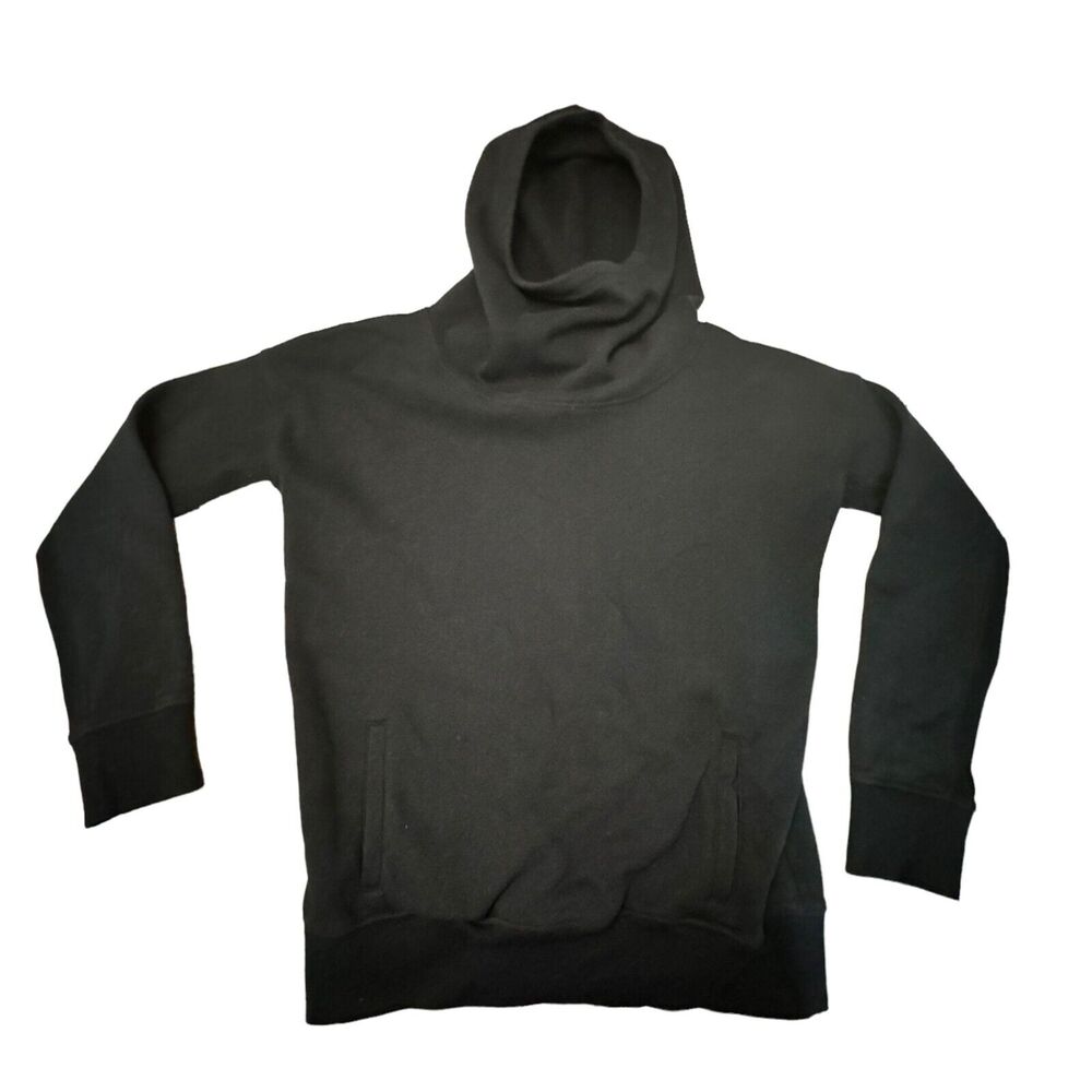 Zyia Active Cowl Hoodie Women's Size L Black L/S Fleece Lined Kangaroo Pocket